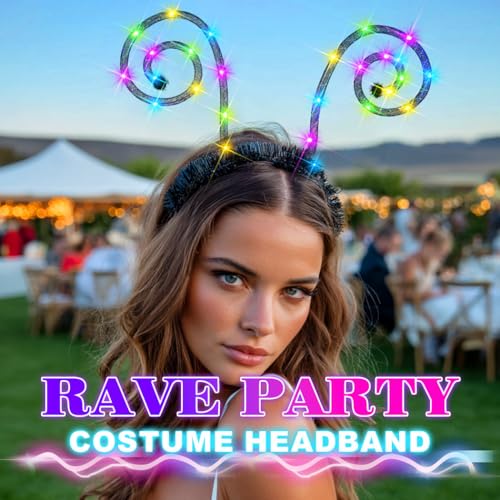 Zoestar Light Up Butterfly Antenna Headband - LED Party Costume Accessory