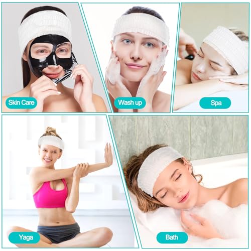 Yesland 200-Pack Disposable Spa Headbands - Soft Non-Woven Stretch Hair Wraps for Facial Care