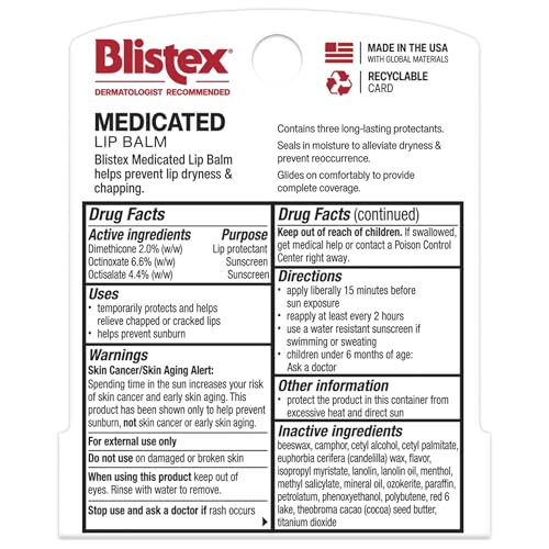Blistex Medicated Lip Balm SPF 15, 12 Pack - 0.15 oz Each