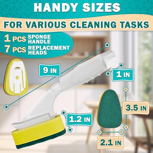 Dish Wand with Soap Dispenser & 7 Sponge Refills - Non-Scratch