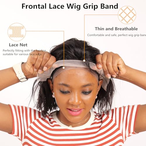 Brown Wig Grip Band for Women, Non-Slip Lace Headband with Silicone Strips, Adjustable Secure Wig Holder