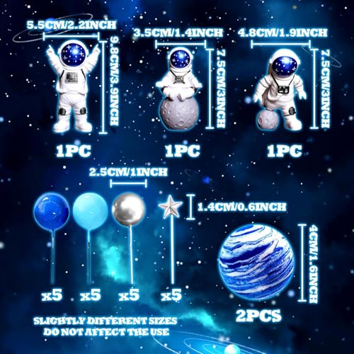 Astronaut Space Cake Toppers for Birthday Party Decorations