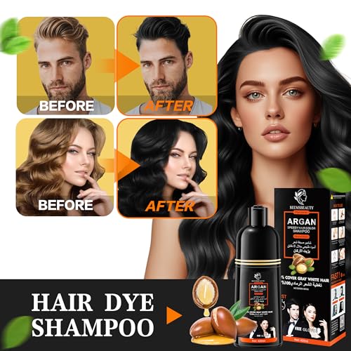Beemsbeauty Dark Brown Hair Dye Shampoo - Ammonia-Free, Herbal Formula for Gray Coverage