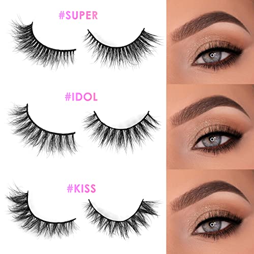 Barbiely 3D Mink Lashes - 3 Pairs Natural Cat-Eye Volume Strip Eyelashes