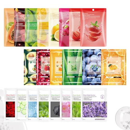 22-Piece Facial Sheet Mask Set - Moisturizing & Hydrating Skin Care Gift
