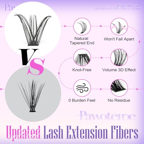 Pawotence 30D Refill Pack for Lash Clusters 200pcs, 11-16mm Natural Eyelash Extensions
