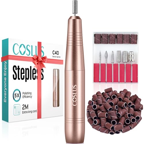 COSLUS C40 Golden Electric Nail Drill Kit for Acrylic & Gel Nails