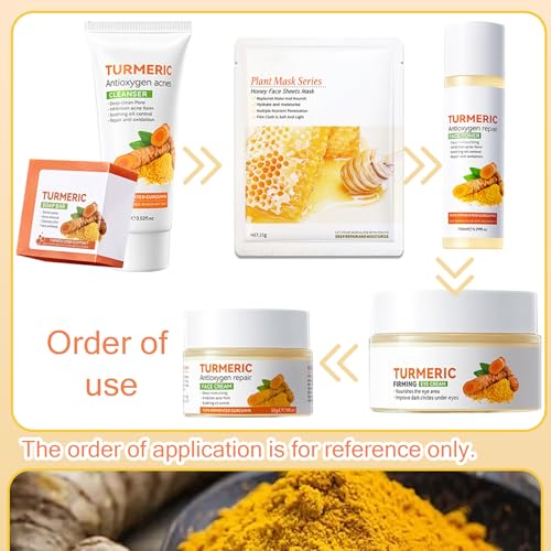 Turmeric Skin Care Set - 9 Pcs with Honey Masks, Soap & More