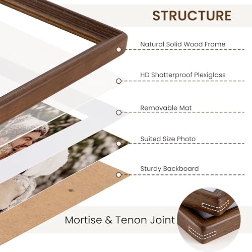 6x8 Natural Oak Wood Picture Frame with 5x7 Mat - Rustic Style
