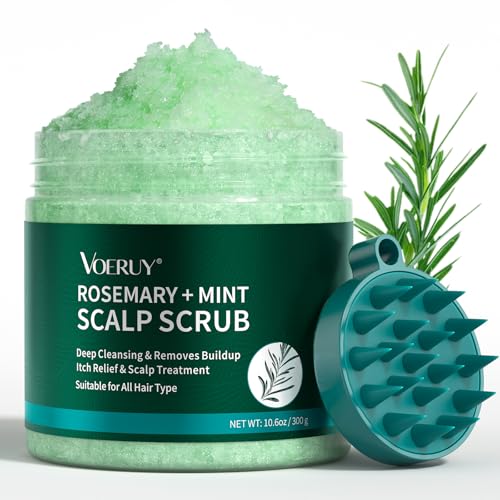 VOERUY Rosemary Scalp Scrub with Mint Oil - 2-in-1 Exfoliator & Treatment, 10.6oz