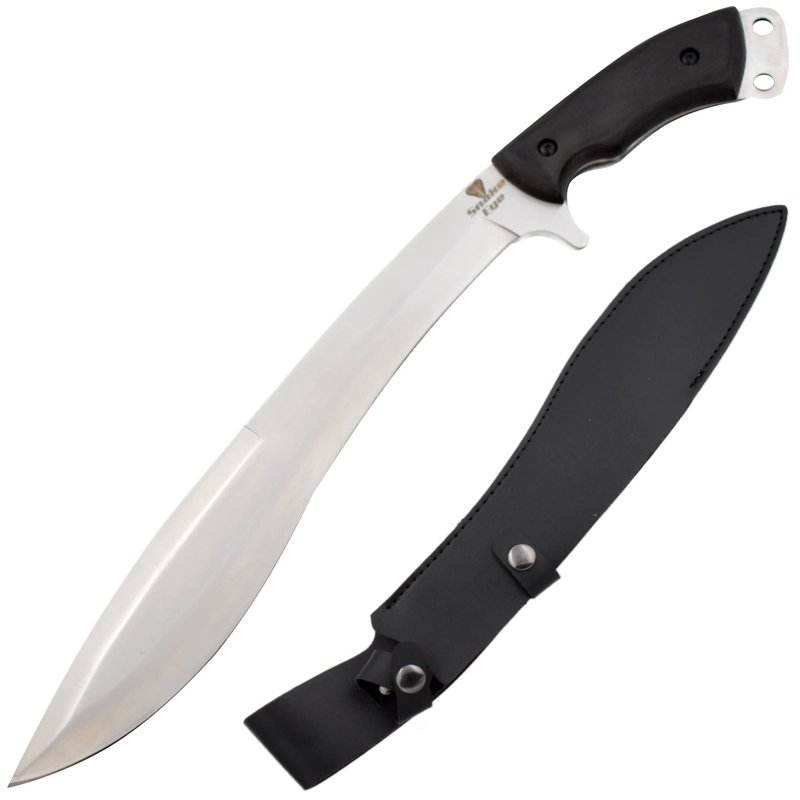 Snake Eye Machete with Heavy Duty Construction-Ergonomic Non-Slip Handle and Belt Sheath for Gardening, Land-Management, Bushcraft, Hunting and Outdoor (Silver & Black)