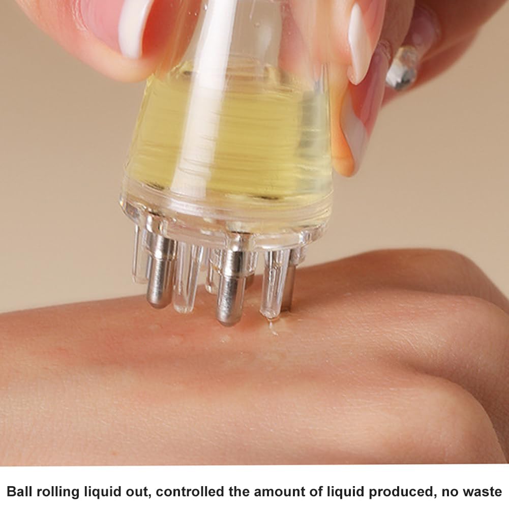 Melunira Hair Applicator Bottle with Ball Root Comb & Scale, 6ml Scalp Massager for Oils & Serums, Travel-Friendly Precision Tool for Hair Growth and Even Distribution(Clear)