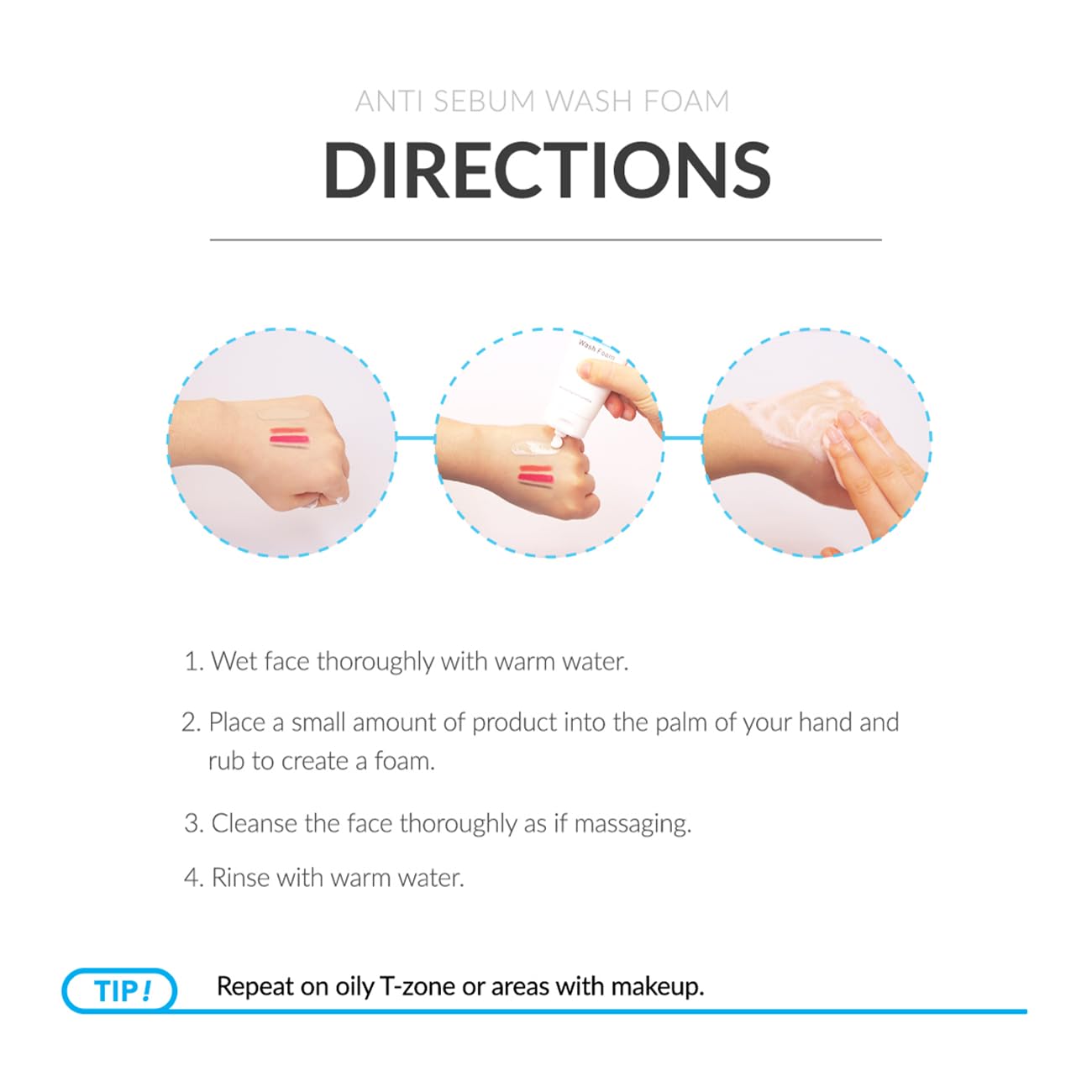 Dr Eslee Anti-Sebum Wash Foam, Facial Cleanser for Oily Skin (100ml) Non-Irritating Dermatological Face Wash Cleansing Foam - Controls Excess Sebum, Soothes Irritation, Sulfate-Free, Korean Skin Care