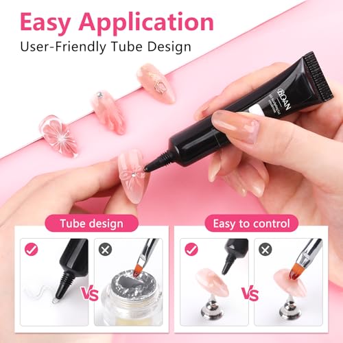 BQAN 3D Nail Gel Kit - No-Wipe Sculpting Gel with Chrome Powder