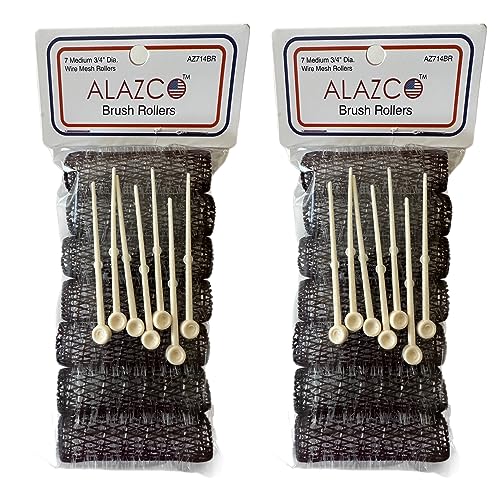ALAZCO Vintage Style Medium Hair Rollers with Locking Pins - 14 Pack