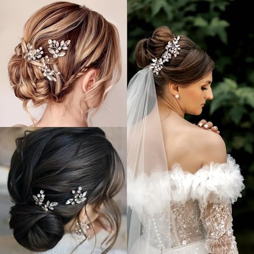 Miskate 6-Piece Bridal Hair Accessory Set: Pearl & Rhinestone Pins & Comb