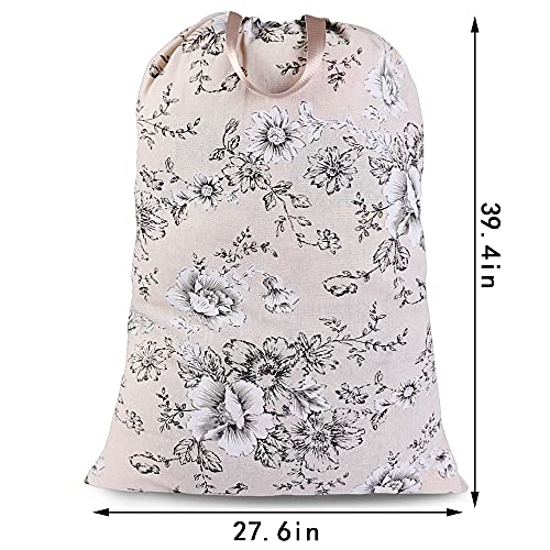 Sanlykate Extra Large Heavy Duty Laundry Bag with Drawstring Closure - 28 x 40 Inch, Black Peony
