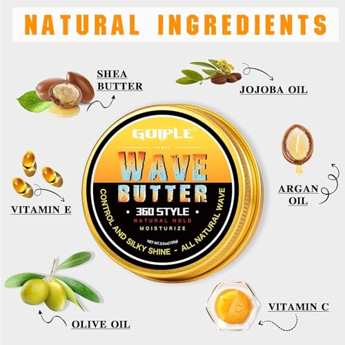 Goiple 360 Wave Butter for Men - Natural Hair Grease with Shea Butter & Beeswax (3.5 OZ)