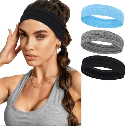 Non-Slip Workout Headbands for Women - 3 Pack Sweatbands