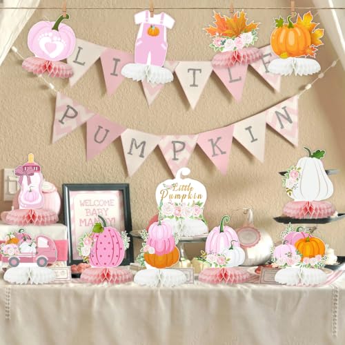 12 PCS Pumpkin Honeycomb Centerpieces for Baby Shower Decor