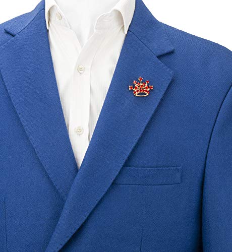 Knighthood Golden Crown Lapel Pin Brooch with Red Stone Detail