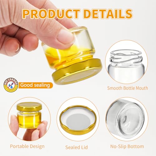 1oz Mini Glass Jars with Lids for Honey, Spices & Crafts