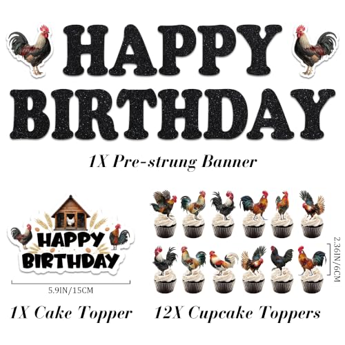 Farmhouse Rooster Birthday Decorations Set - Party Supplies Kit