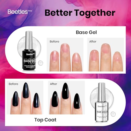 Beetles Professional Gel Base and Top Coat Set - 20ml Long-Lasting Shine