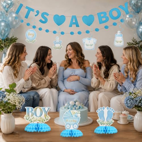 It's a Boy Baby Shower Decorations - 9-Piece Light Blue Set