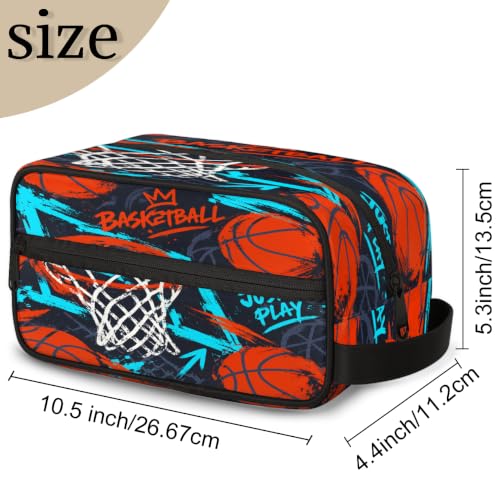 PATTERNFUL Basketball Travel Toiletry Bag for Kids - Waterproof Hanging Organizer