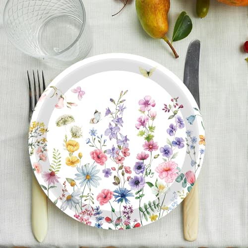 50 Pack Wildflower Paper Plates - 7" Floral Party Tableware
