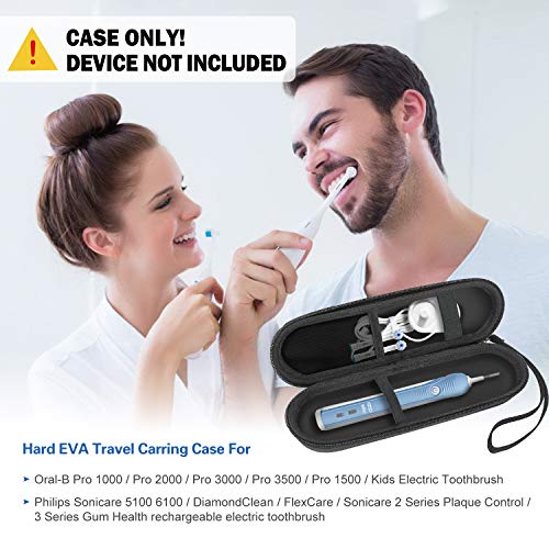 ProCase Black Travel Toothbrush Case for Oral-B & Sonicare - 8.6 x 2.7 x 2.5 inches, Universal Fit