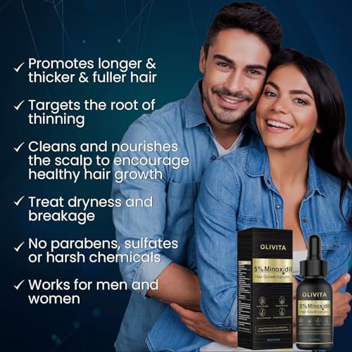 Olivita 5% Minoxidil Hair Growth Serum for Men & Women - 2 fl oz