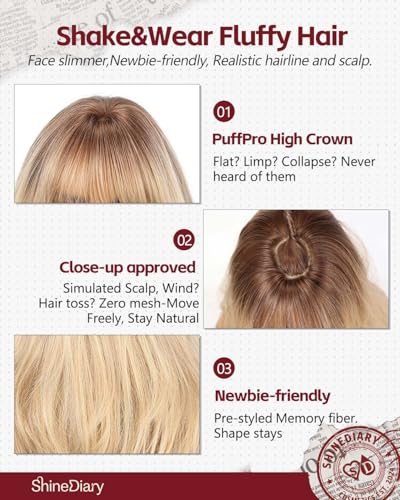Honey Cream Blonde 22'' PuffPro Layered Wig with Bangs, Realistic Scalp - ShineDiary Mob Wife Aesthetic
