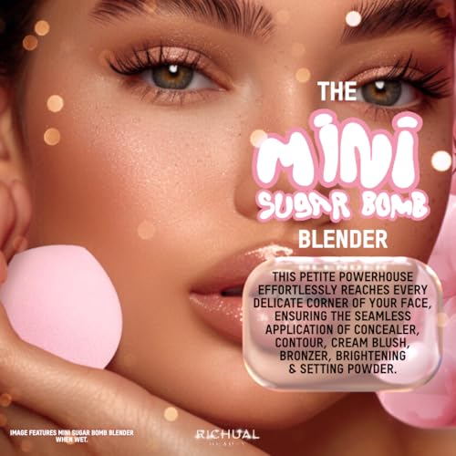 Richual Beauty Sugar Bomb Pink Makeup Sponge Set – Marshmallow Soft Blender for Face & Body
