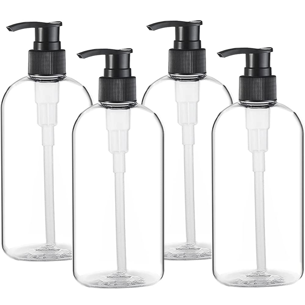 Empty Plastic Pump Bottles - 16.9 Oz BPA-Free Amber Dispenser | Refillable Travel Shampoo & Lotion Containers (2 Pack)