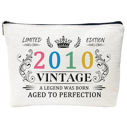 AliCarr 2010Y Vintage 16th Birthday Makeup Bag for Women & Girls, Travel Toiletry Pouch Gift
