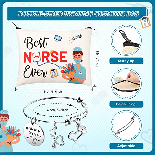 8-Piece Nurse Appreciation Gift Set: Canvas Makeup Bags & Bracelets