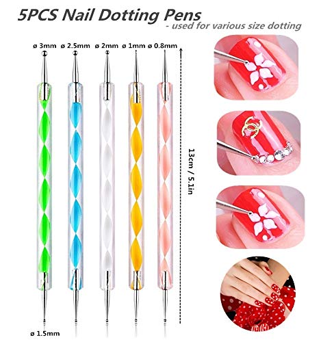 FULINJOY 20PCS Nail Art Tools Set Black - Brushes & Dotting Pens for Professional Nail Design