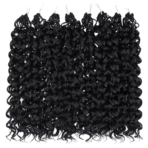 Leeven Gogo Curl Crochet Hair 12 Inch 8 Packs - Black Ocean Wave Synthetic Braiding Extensions