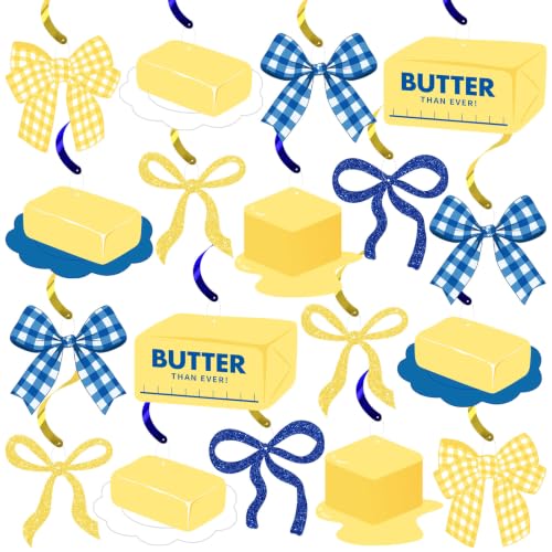 Butter Yellow Birthday Decorations - 20 pcs Hanging Swirls