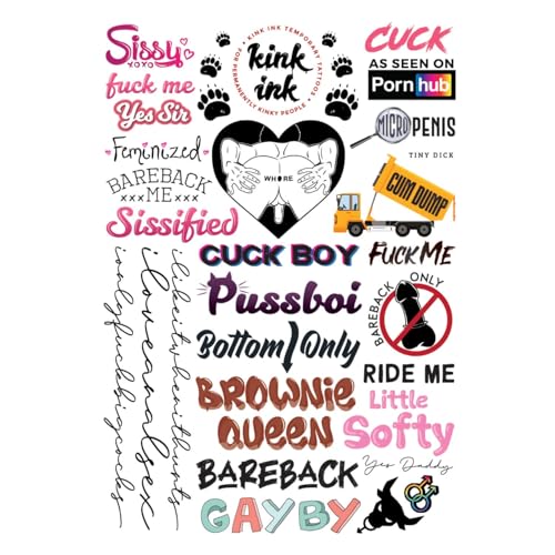 Gay Male Kinky Temporary Tattoos - 26 Pack, Waterproof & Safe Adult Stickers