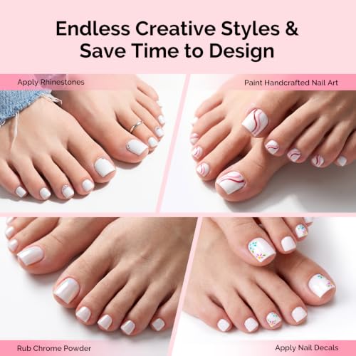 MelodySusie Press-On Toenails Kit - 150 Pcs Square Soft Gel Pedicure Set