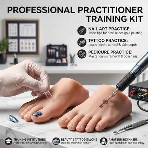 Medium Skin Color Fake Foot Model for Nail Art Practice