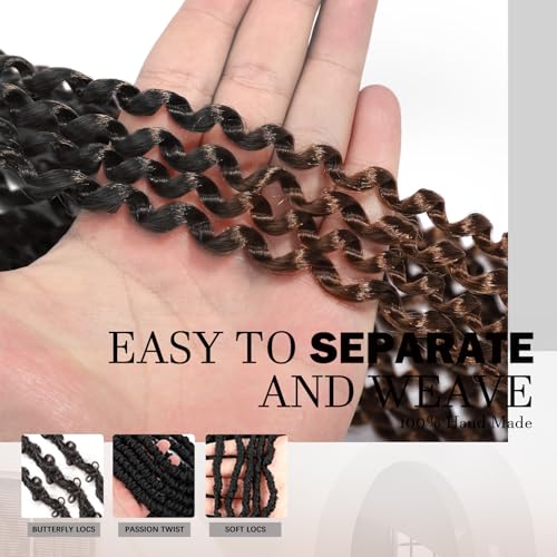 MCNJM Passion Twist Hair 16 Inch T/30# - 8 Packs Water Wave Crochet Extensions for Black Women