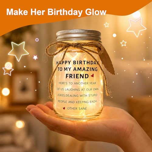 Light Up Jar with Greeting Card - Thoughtful Birthday Gift for Best Friend
