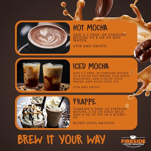 Fireside Coffee Irish Cream Cafe Mocha - Premium Instant Mix, 8oz