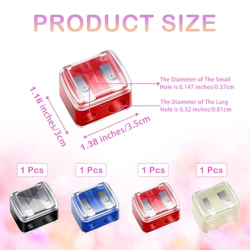 4-Pack Dual Hole Makeup Pencil Sharpeners for Eyeliner & Lip Liner