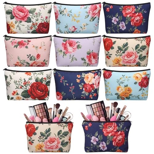 Kacctyen 9-Piece Vintage Floral Cosmetic Bag Set for Travel
