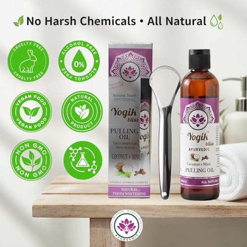 Yogik Bliss Coconut Mint Oil Pulling Mouthwash – Ayurvedic Oral Care with Vitamins D3, E & K2